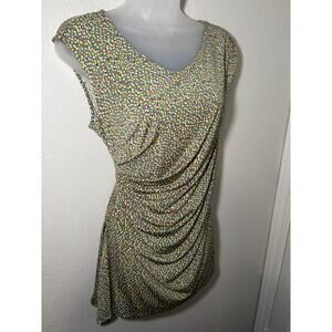 CHAUS New York Ruched Polka Dot Top - Size M